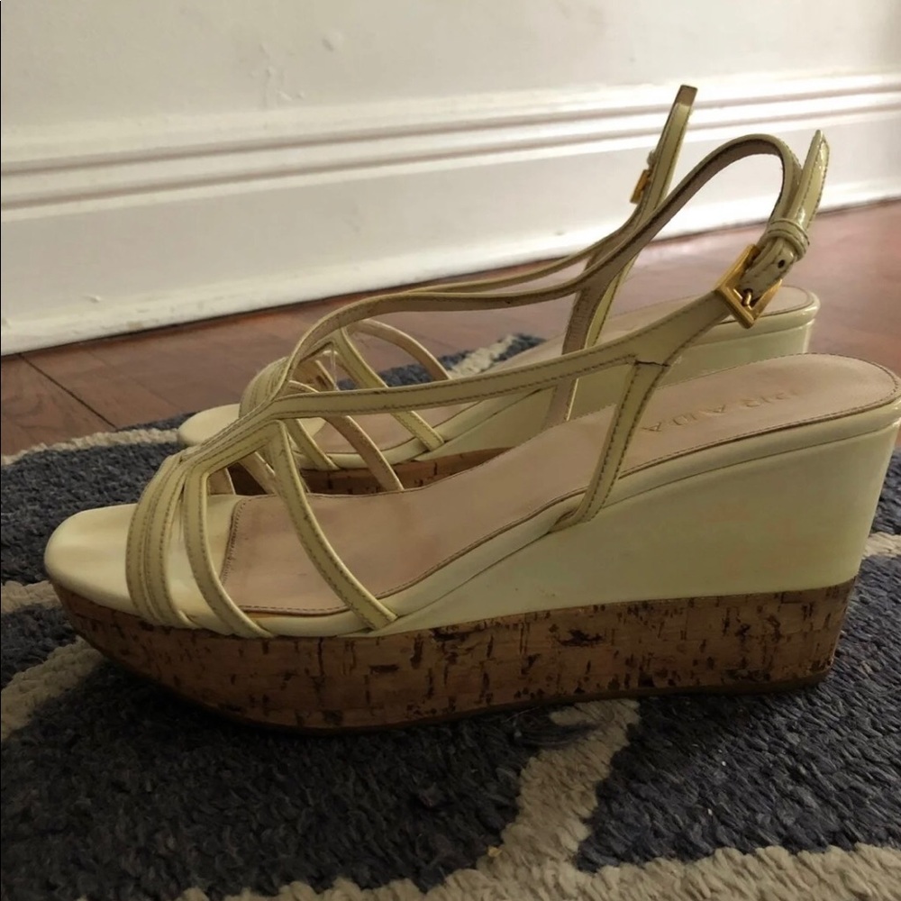 PRADA Platform Sandals Off White! Size 38